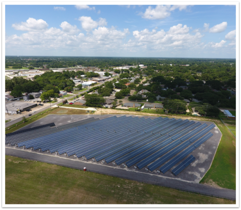 Overhead drone shot of the PART lab's many rows of solar panels